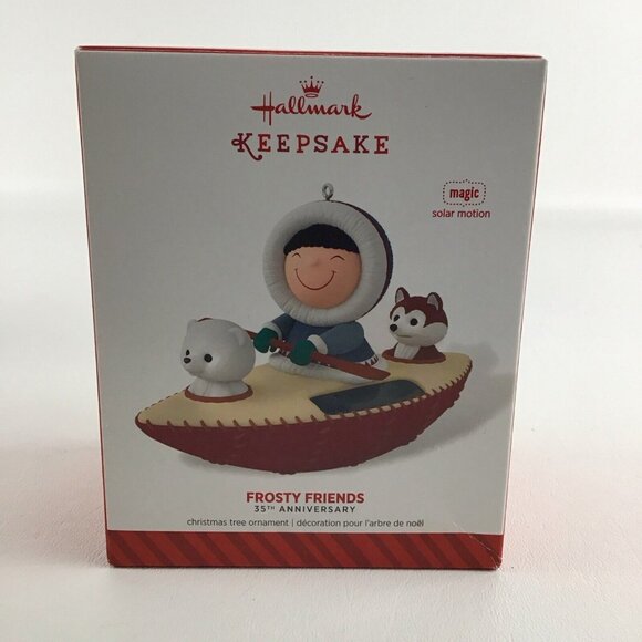 Hallmark Keepsake Ornament Frosty Friends Kayak 35th Magic Solar Motion New 2014